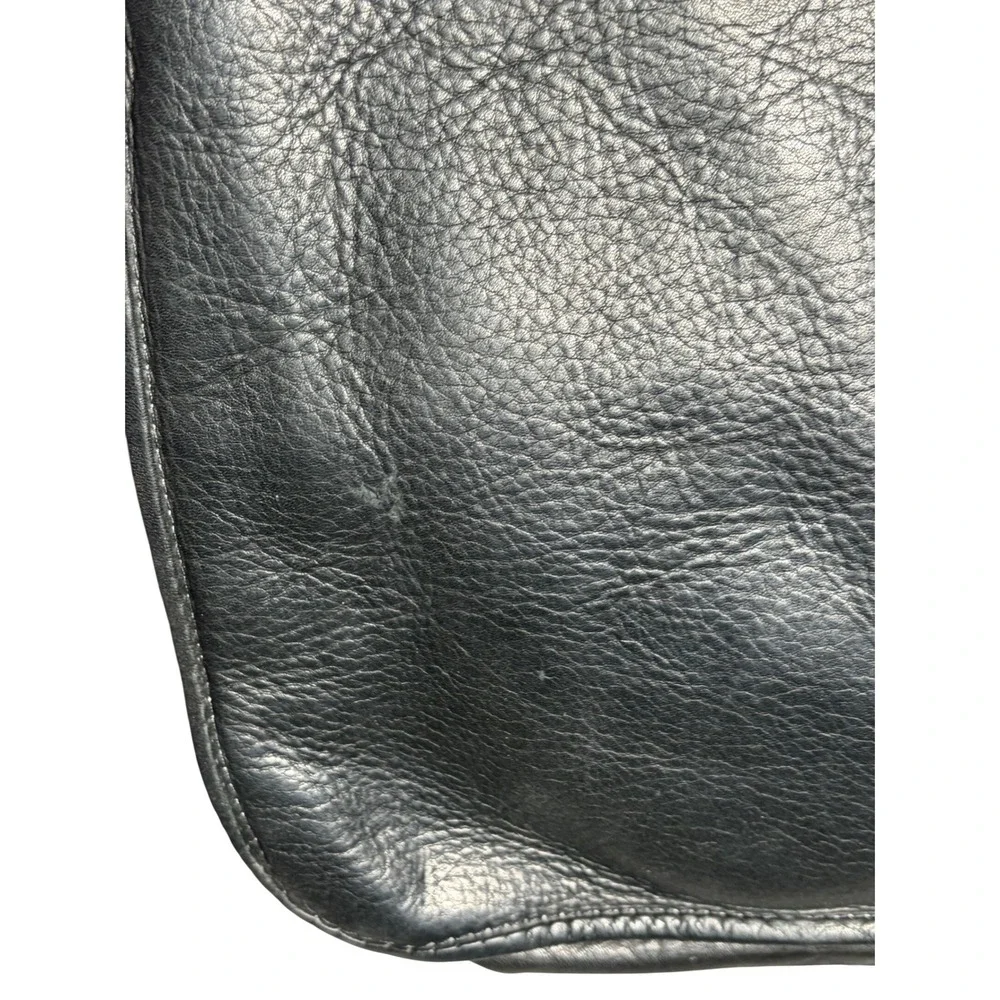 Vintage 90s Black Leather Messenger Unisex Black Large Laptop‎ Bag IMPERFECTIONS
